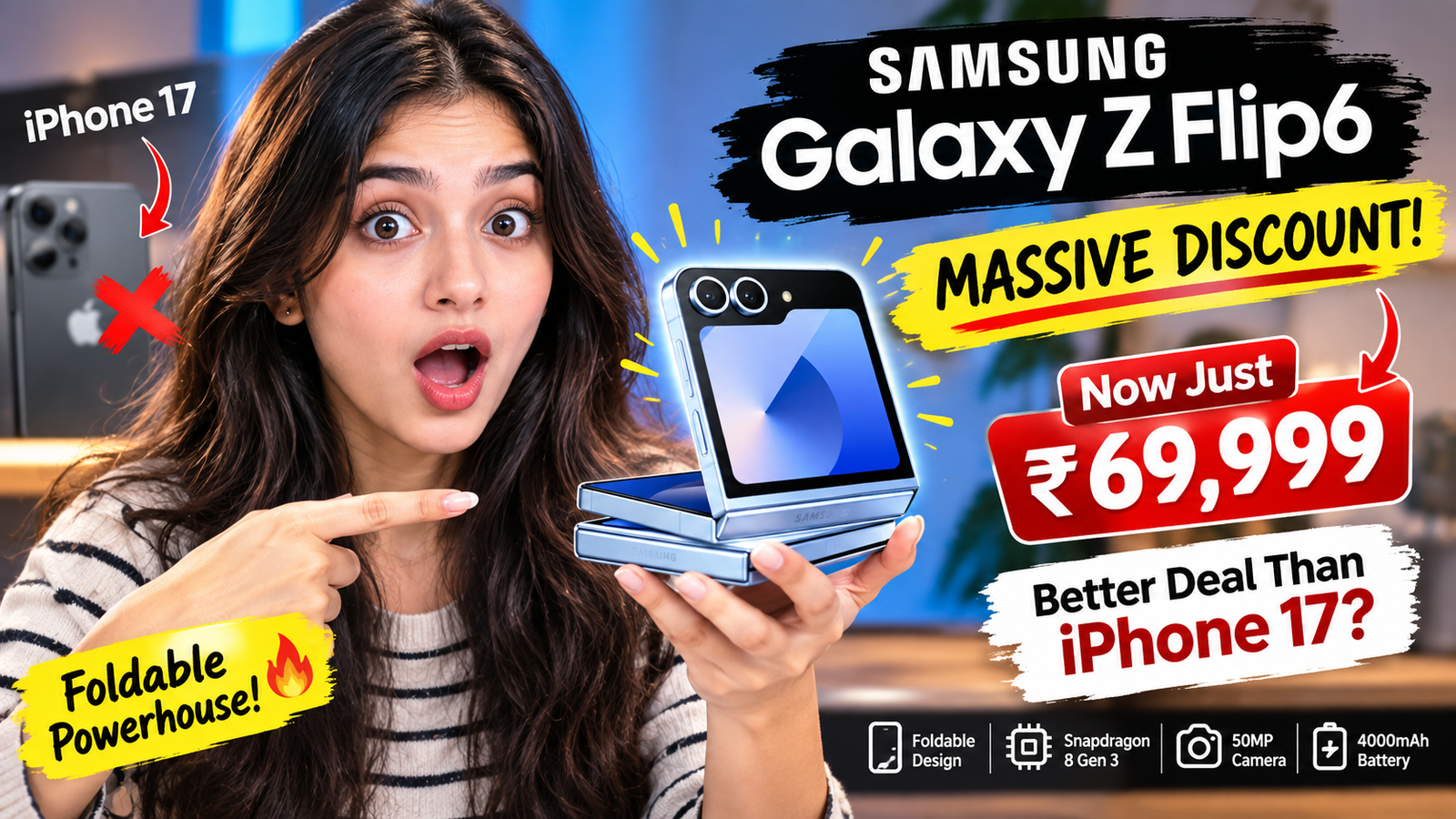 Why Buy the iPhone 17 Samsung’s Galaxy Z Flip 6 Is Now ₹40,000 Off!